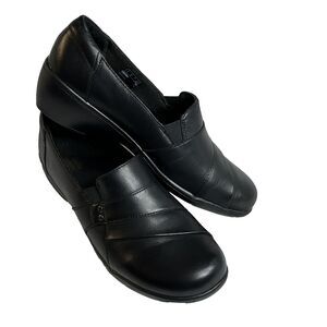 Clarks Collection Shoes Women's 9.5W Black May Marigold Slip On Wedge Clogs